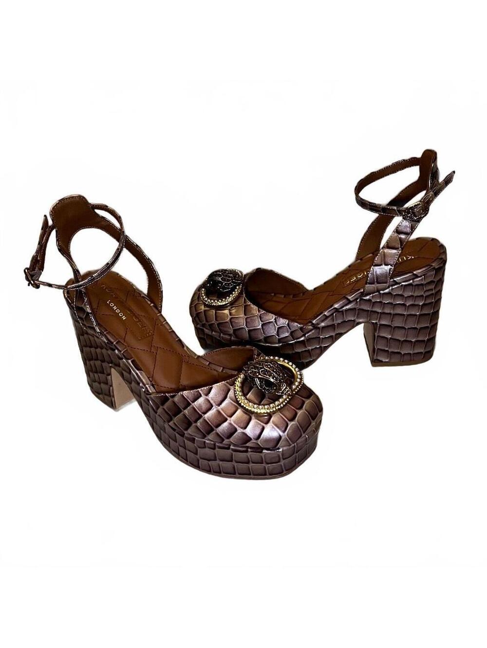 Kurt Geiger Chelsea Closed Platform Croc Embossed Heels Wmns Size 40.5 / 9.5